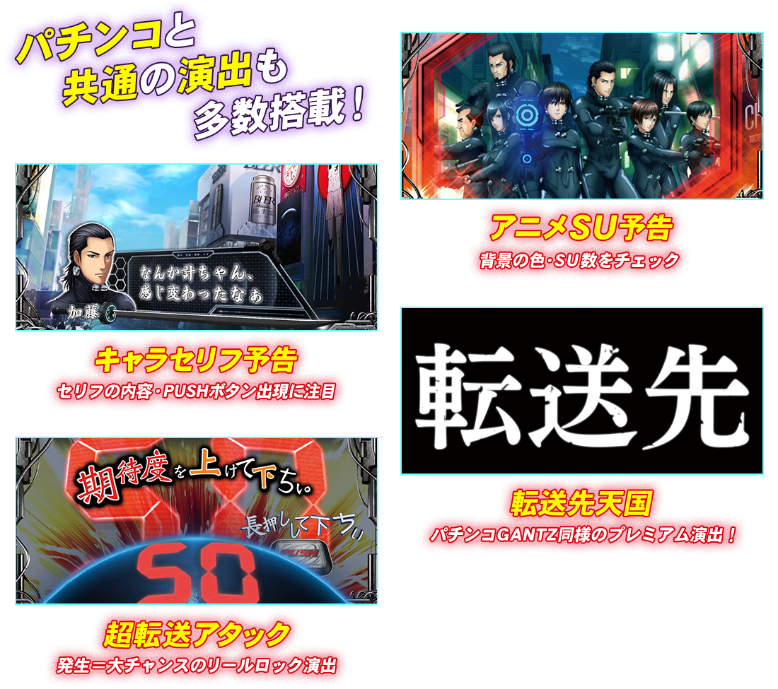 パチンコと共通の演出も多数搭載！